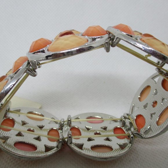 Cato Oval Round Pearch Orange Faceted Cabochon Bracelet Faceted Plastic Cabochon - Picture 10 of 10